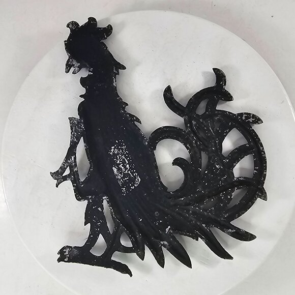 Vintage Black Cast Metal Rooster Wall Decor Rustic Farmhouse Style 8.4" X 7" - Picture 2 of 8